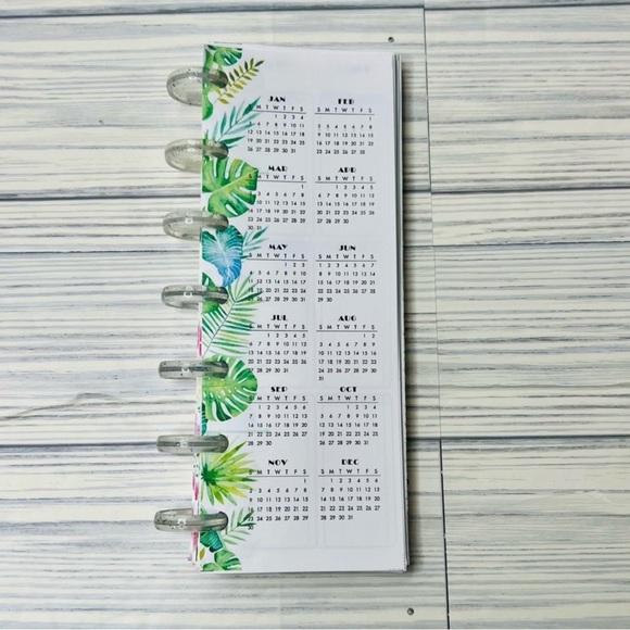 Planner tropical palm leaves monstera inserts extension pack 6 months - Picture 1 of 8